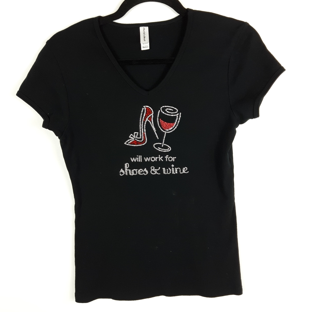 3/$18 Embellished Wine Lover's T-Shirt & Hat - Picture 1 of 8